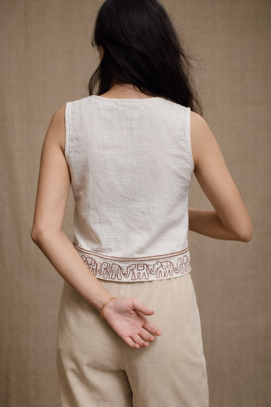 "Saanjhi Pehchaan" - High neck shirt with elephant hand drawn embroidery