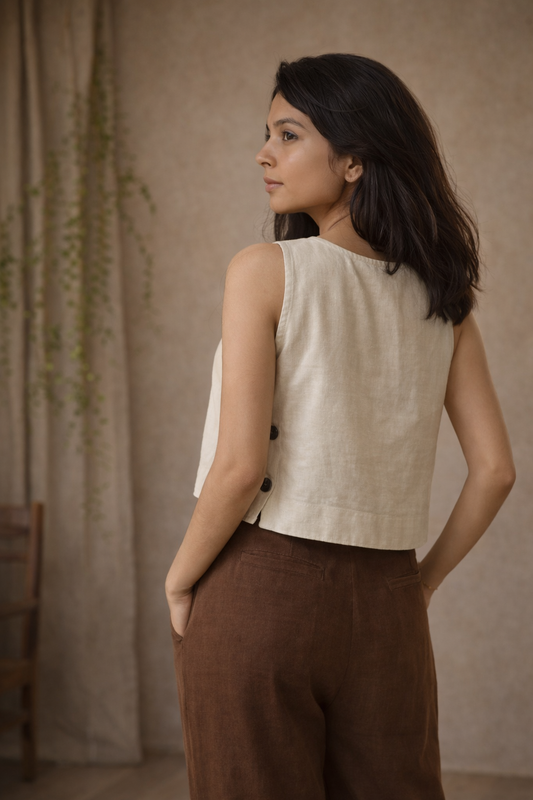 "Dheemi Lau" - Crop top with button accents