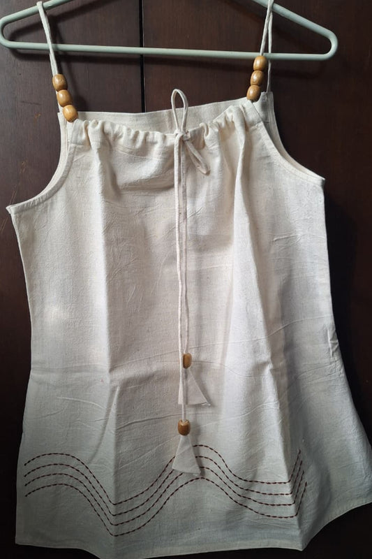 "Lehrati Baat" - Adjustable neckline strappy kurti with beads