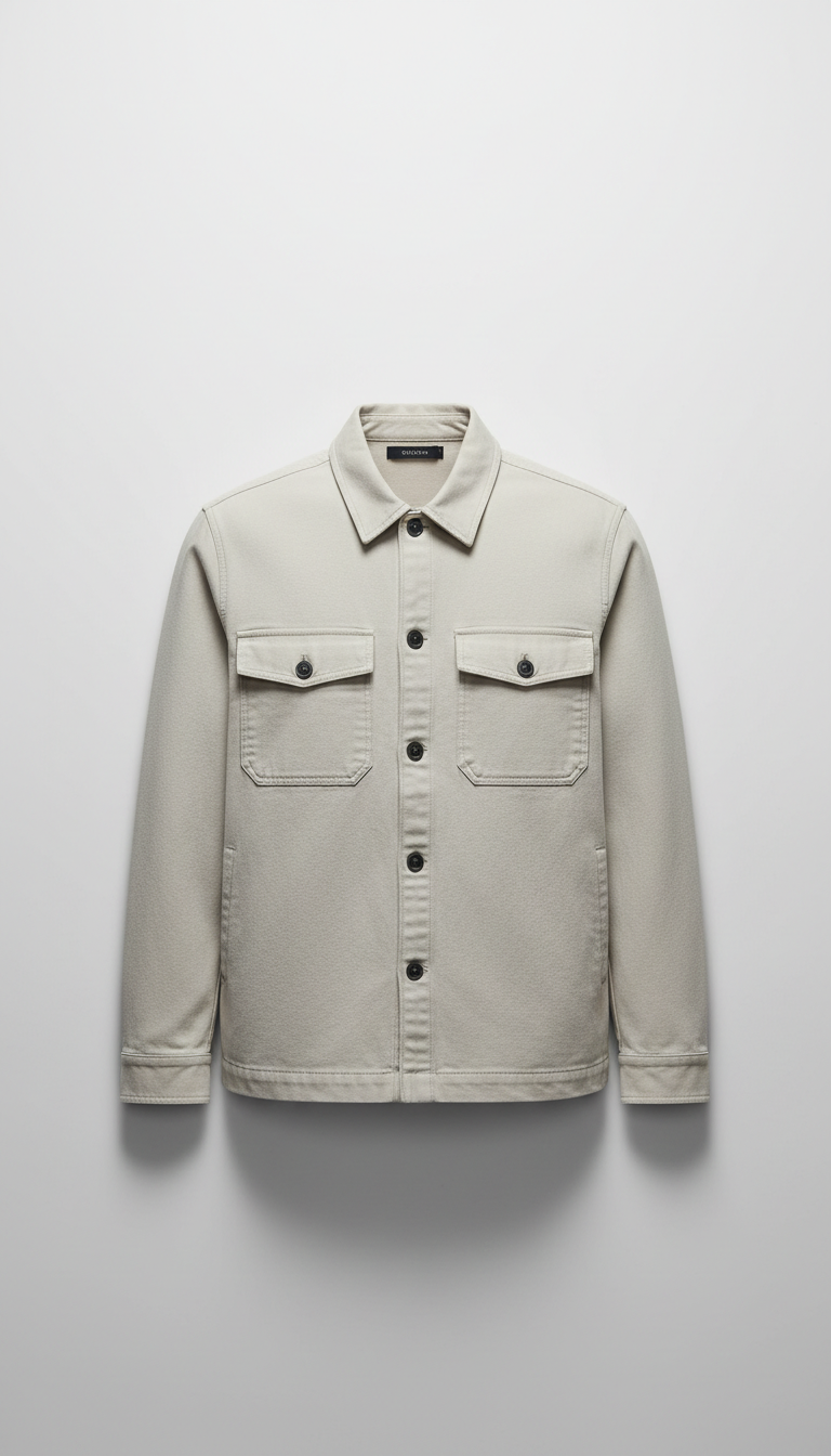 Canvas Shirt Jacket in Ecru