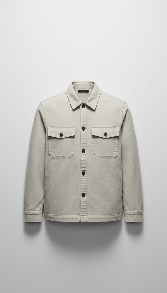 Canvas Shirt Jacket in Ecru