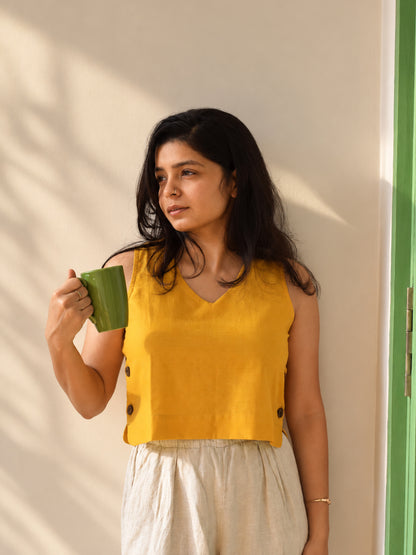 "Dhoop" - Crop top with button accents