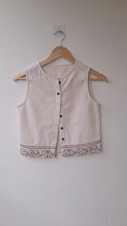 "Saanjhi Pehchaan" - High neck shirt with elephant hand drawn embroidery
